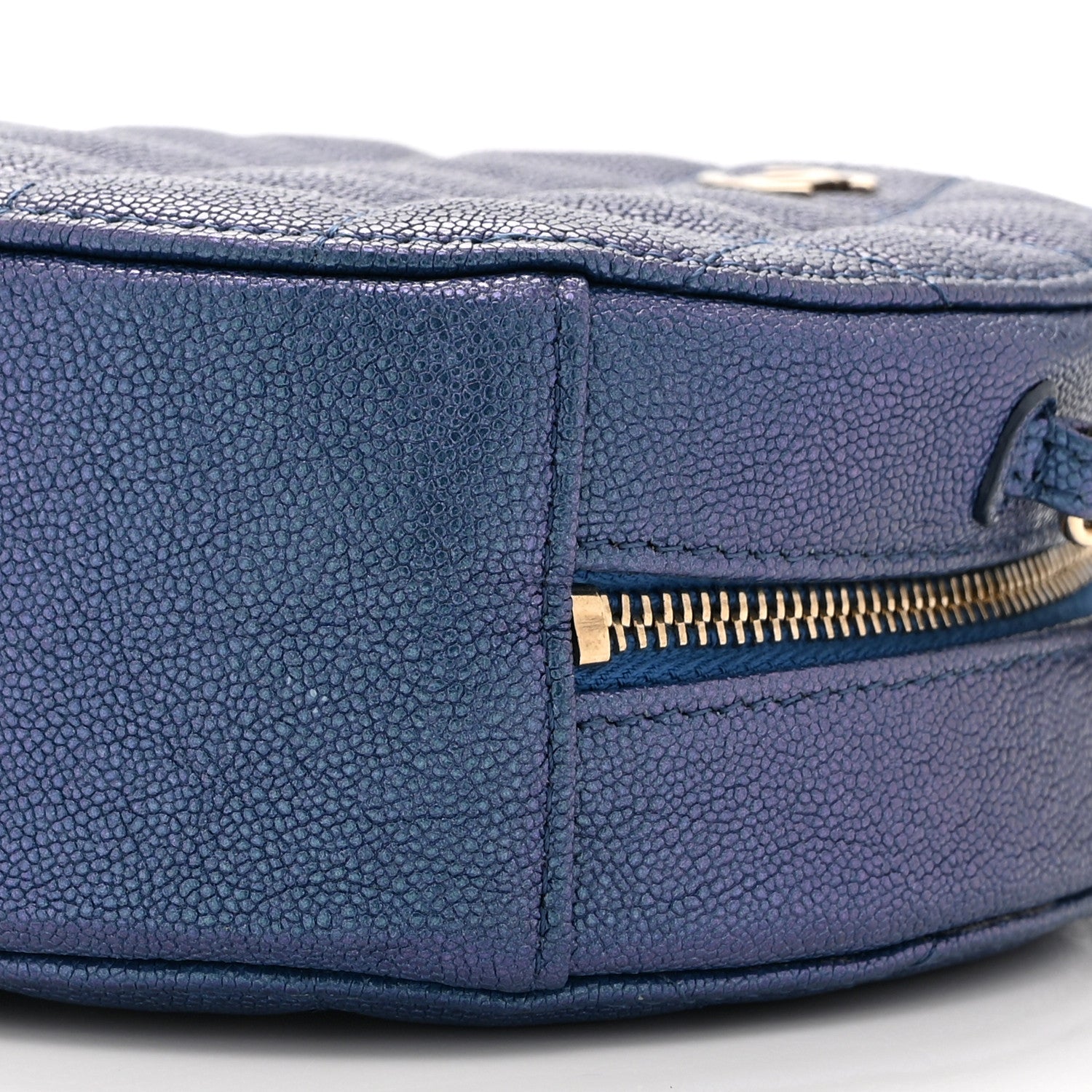 Chanel Iridescent Caviar Quilted Round Clutch With Chain Blue 10 of 10