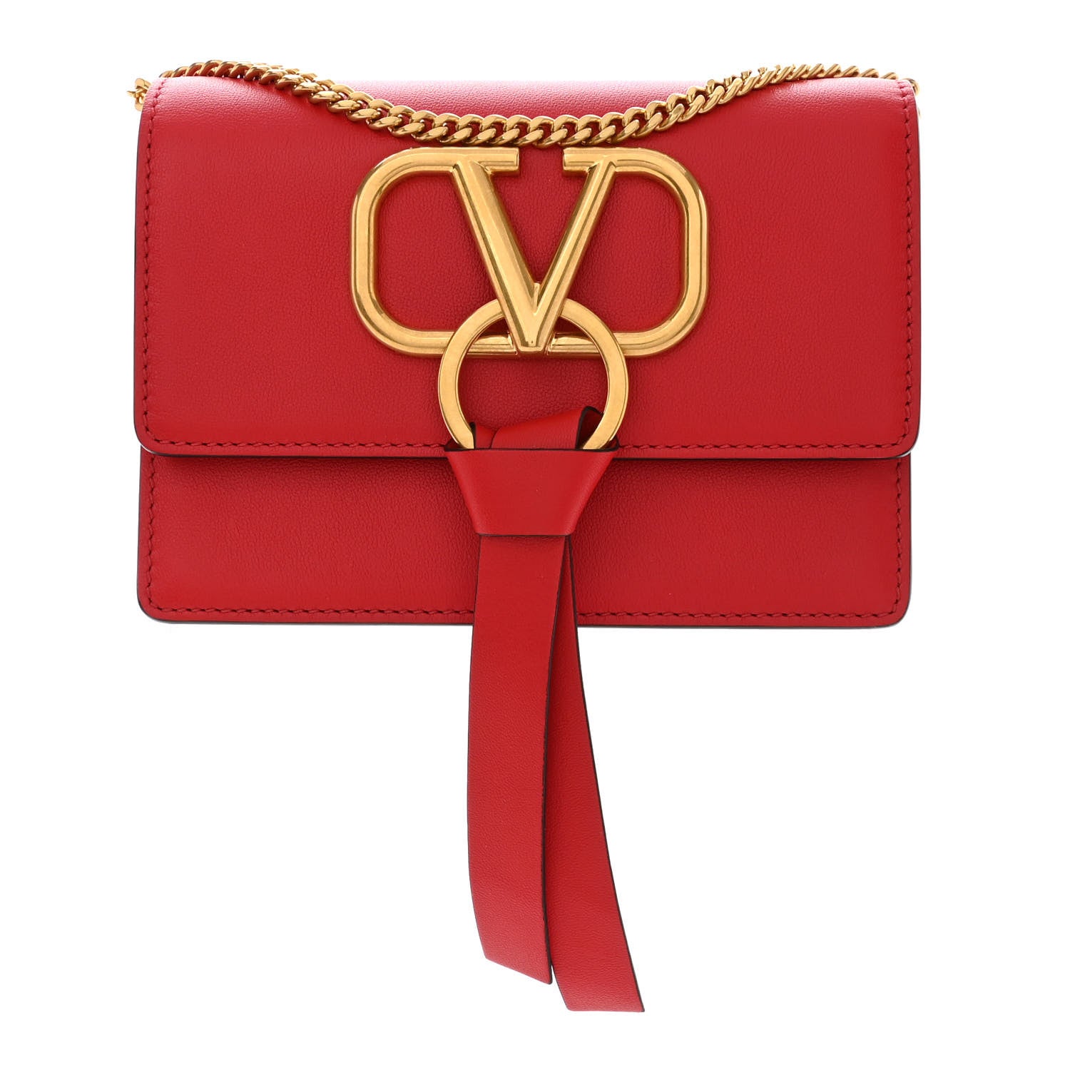 Valentino Garavani Smooth Calfskin Mini VRing Crossbody Bag Rouge Pur 1 of 10