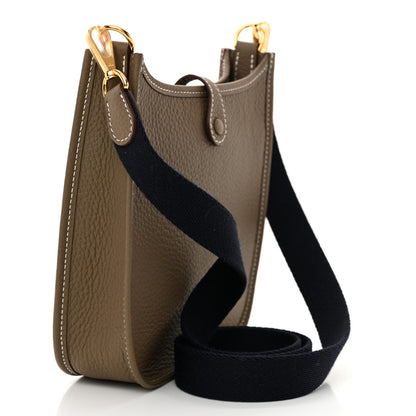 Hermes Taurillon Clemence Amazone Evelyne TPM Etoupe Bleu Indigo 3 of 11