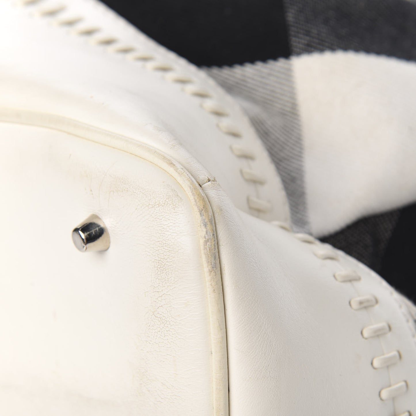 Canvas Mega Check Satchel White