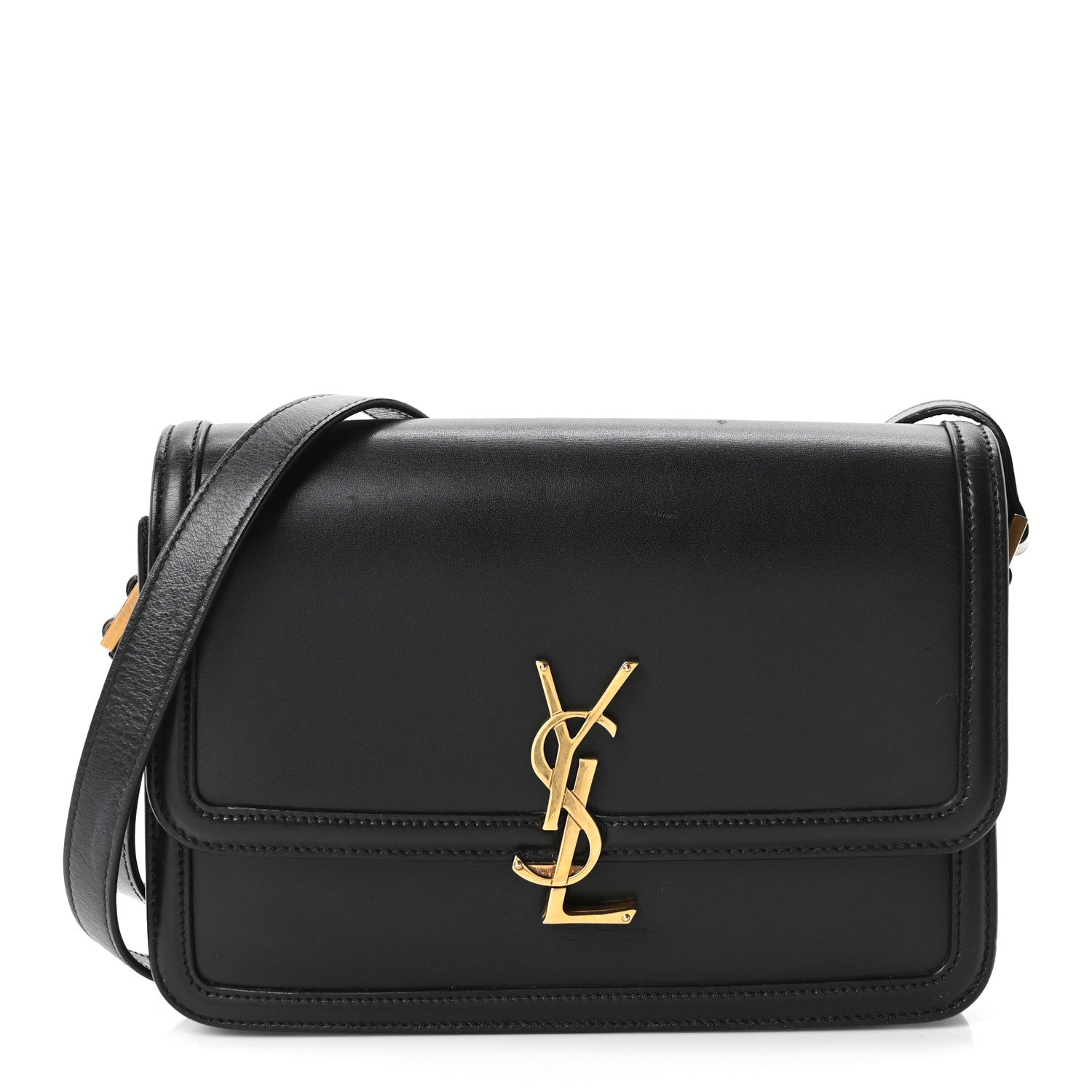 Saint Laurent Box Calfskin Monogram Medium Solferino Satchel Black 1 of 10