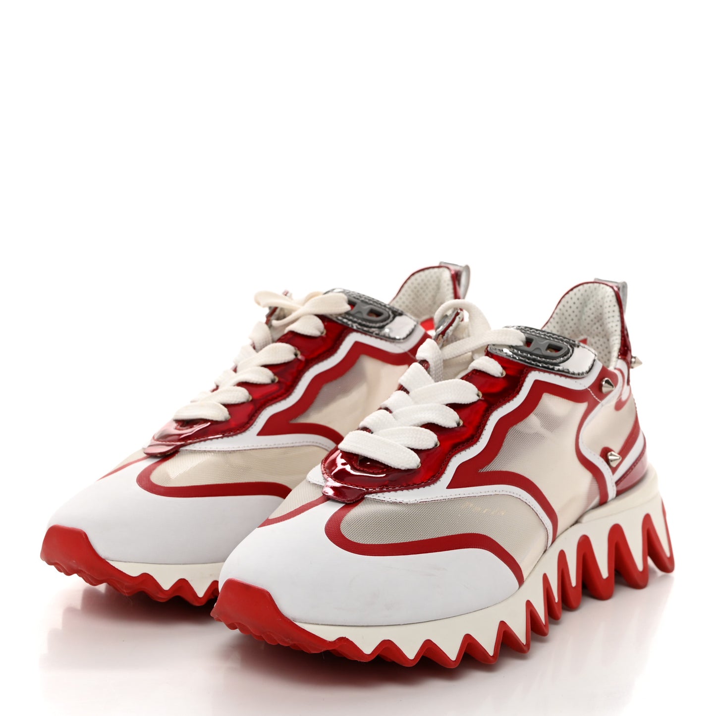 Transparent Mesh Patent Calfskin Sharkina Sneakers 37 White