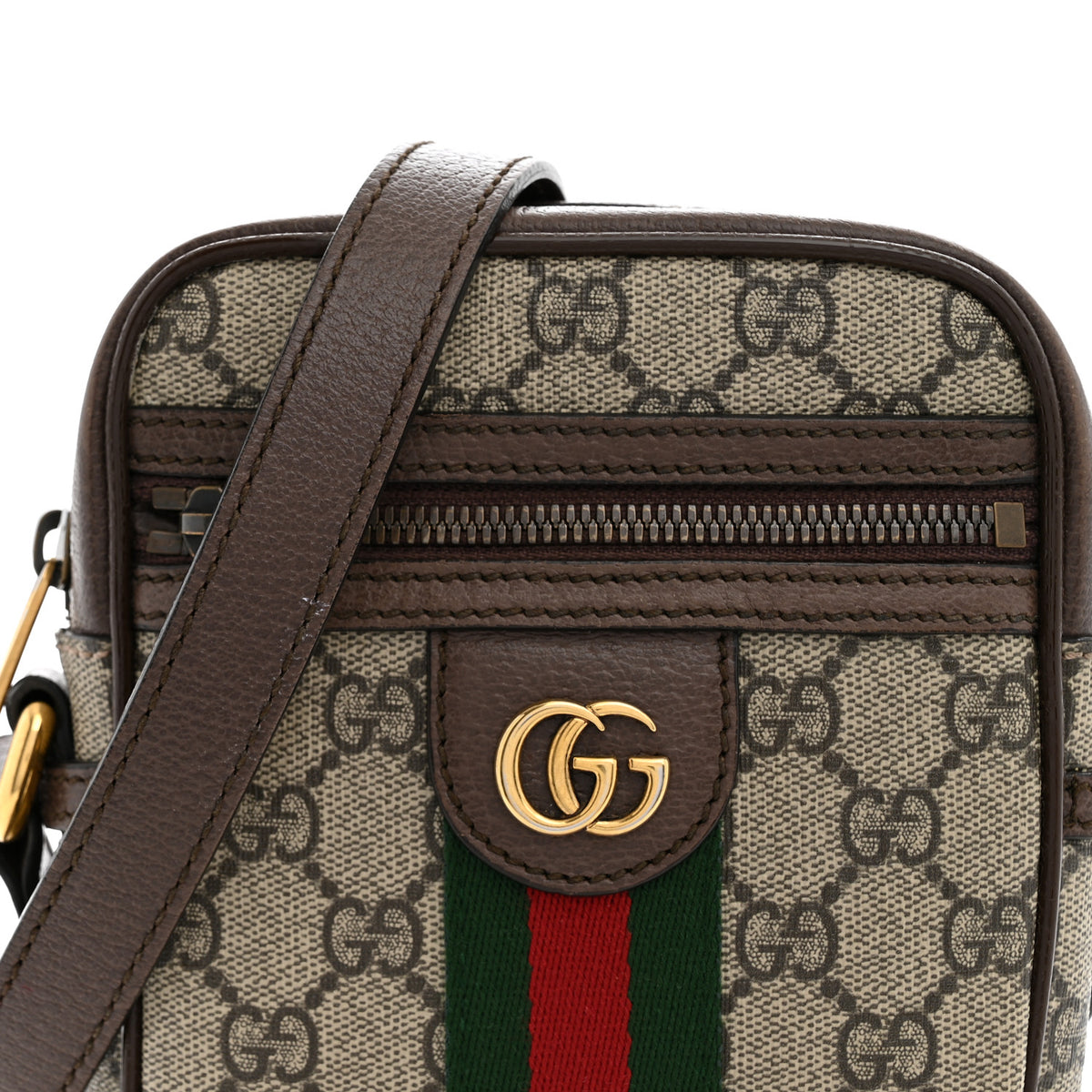 GG Supreme Monogram Web Mini Ophidia Messenger Brown