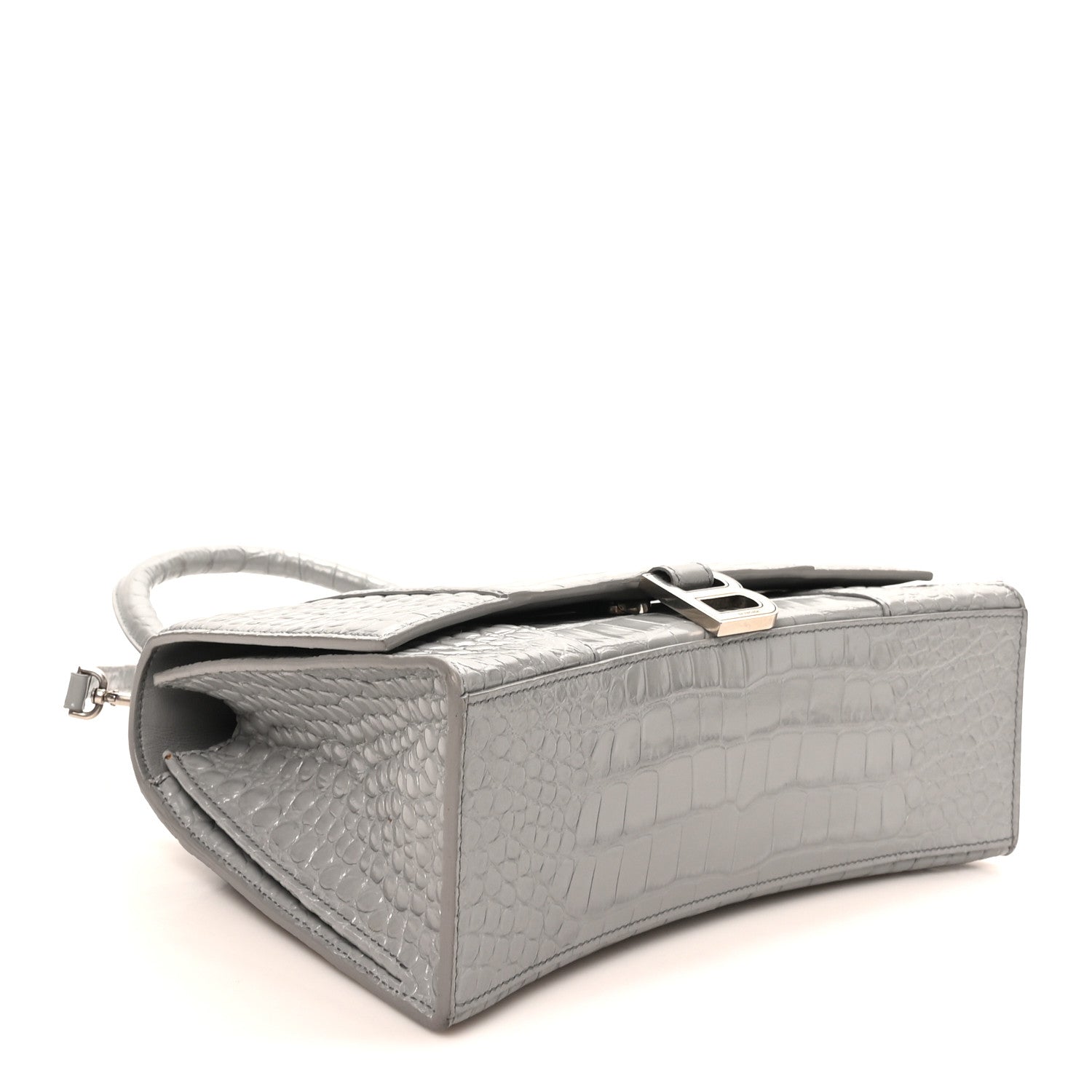 Balenciaga Shiny Calfskin Crocodile Embossed Medium Hourglass Top Handle Bag Balenciaga Grey 5 of 9