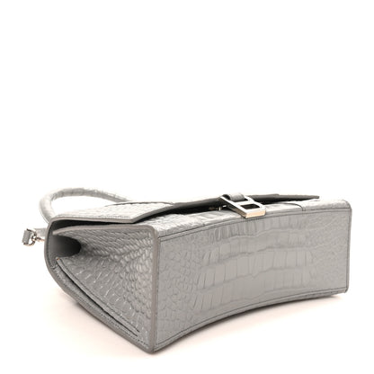Balenciaga Shiny Calfskin Crocodile Embossed Medium Hourglass Top Handle Bag Balenciaga Grey 5 of 9