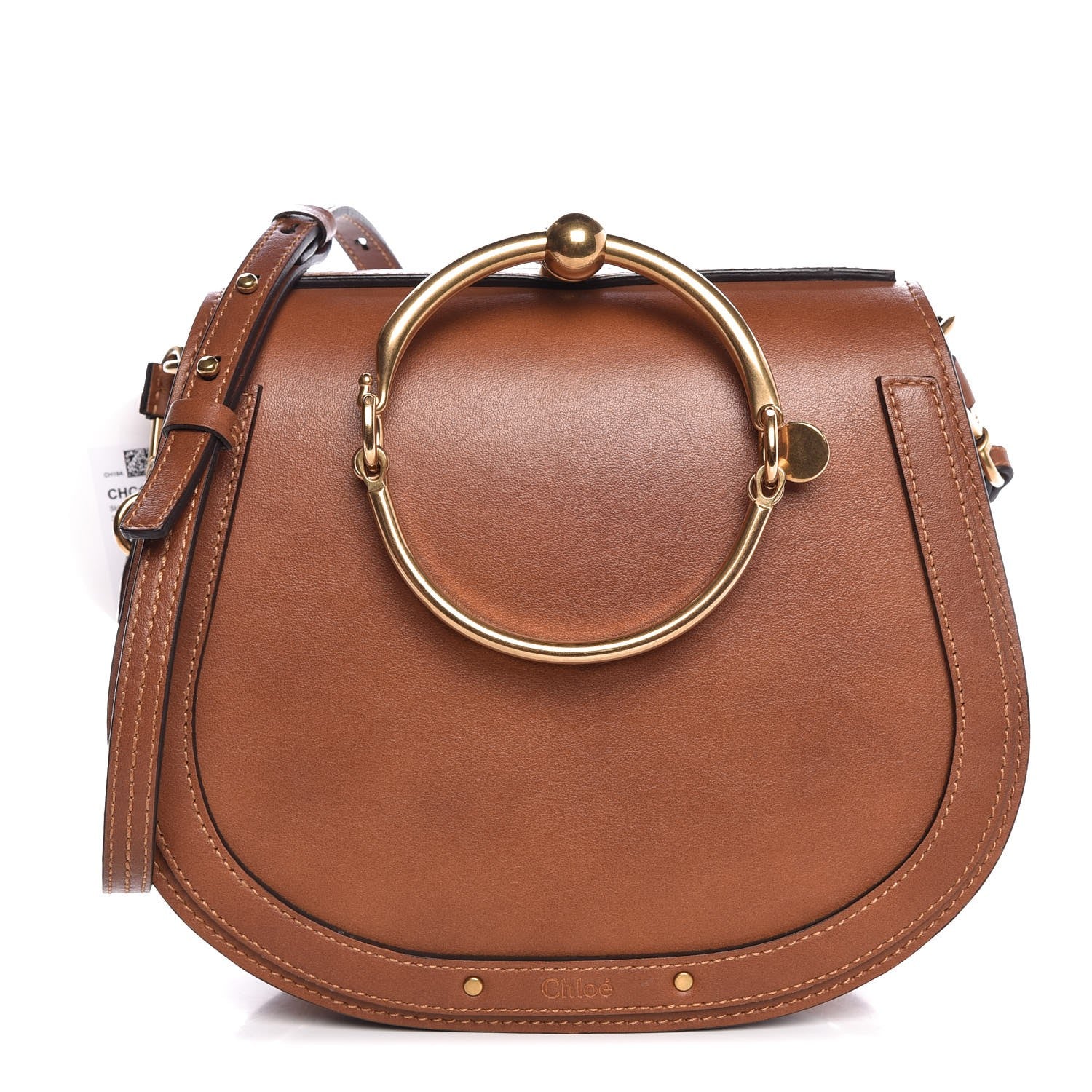 Chloe Calfskin Suede Medium Nile Bracelet Bag Caramel 1 of 8