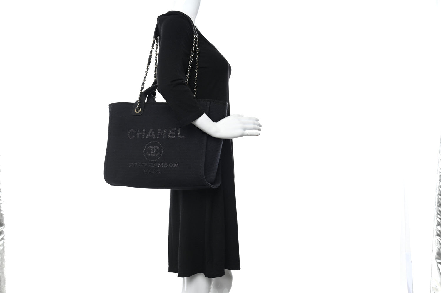 Chanel Mixed Fibers Small Deauville Tote Black 2 of 10
