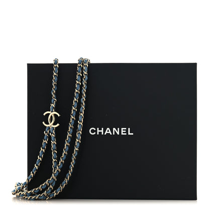 Chanel Metal Denim CC Double Chain Belt Blue Gold 4 of 4