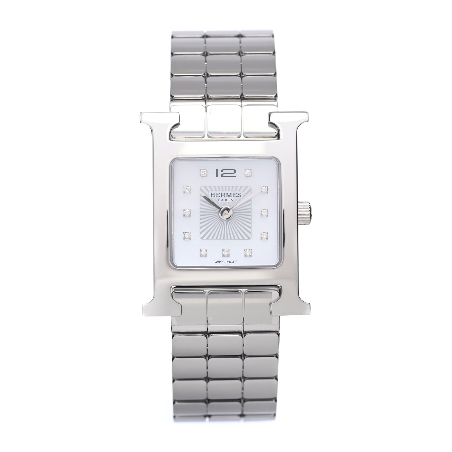 Stainless Steel Diamond Mother of Pearl 21mm Heure H Hour Quartz Watch