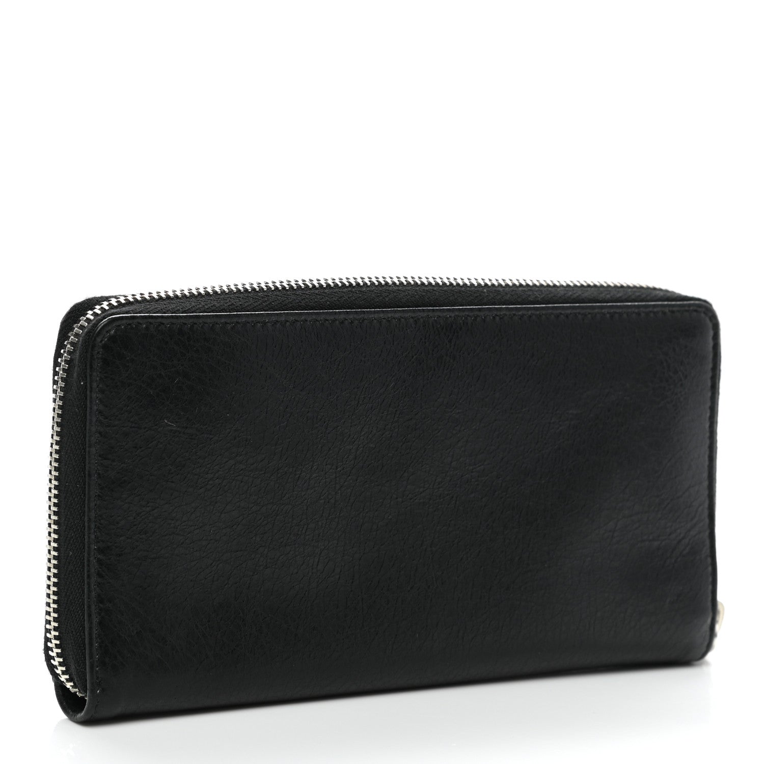 Balenciaga Agneau Classic Silver Hardware Continental Zip Around Wallet Black 3 of 6