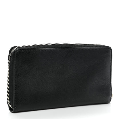 Balenciaga Agneau Classic Silver Hardware Continental Zip Around Wallet Black 3 of 6