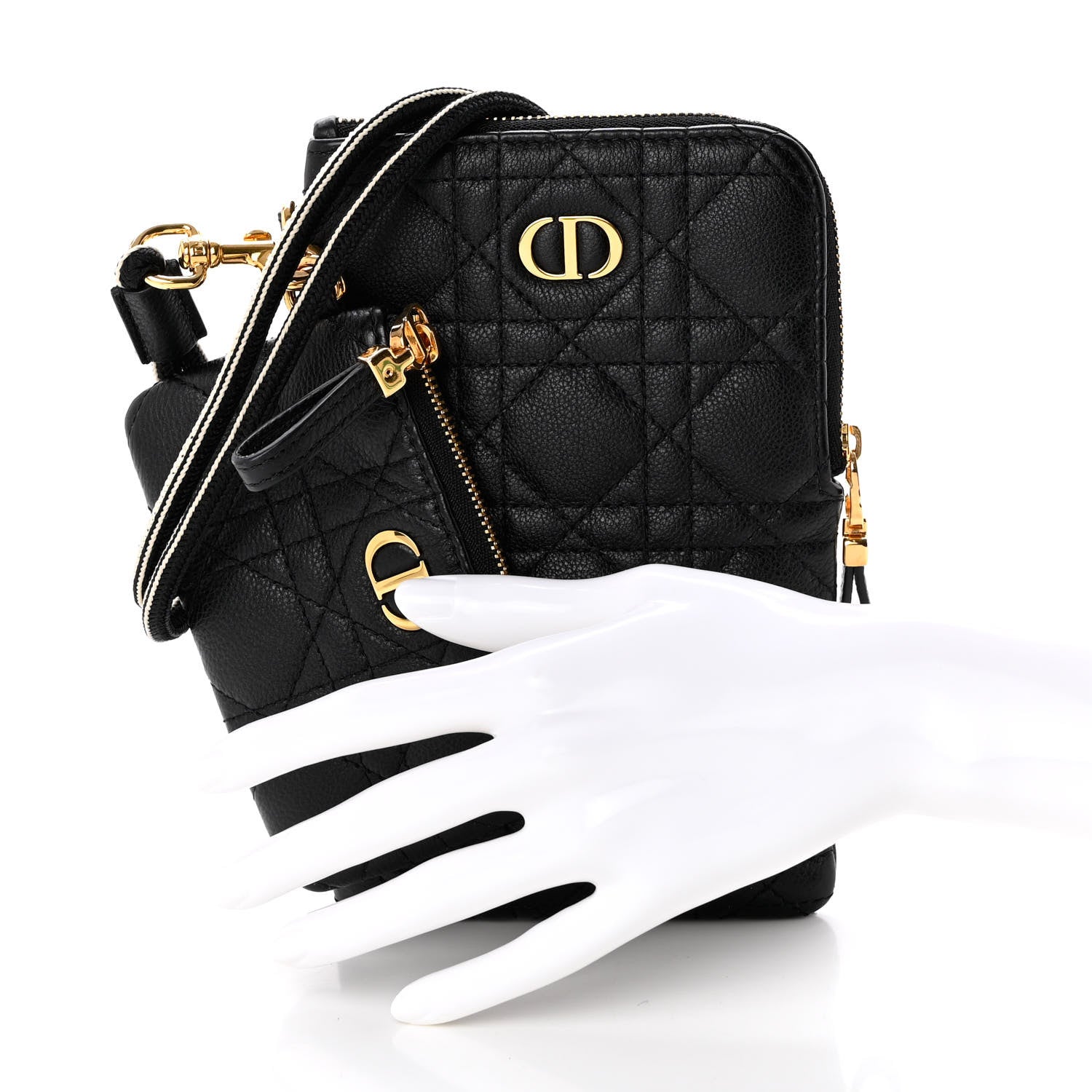 Christian Dior Supple Calfskin Cannage Caro Multifunctional Pouch Black 2 of 12