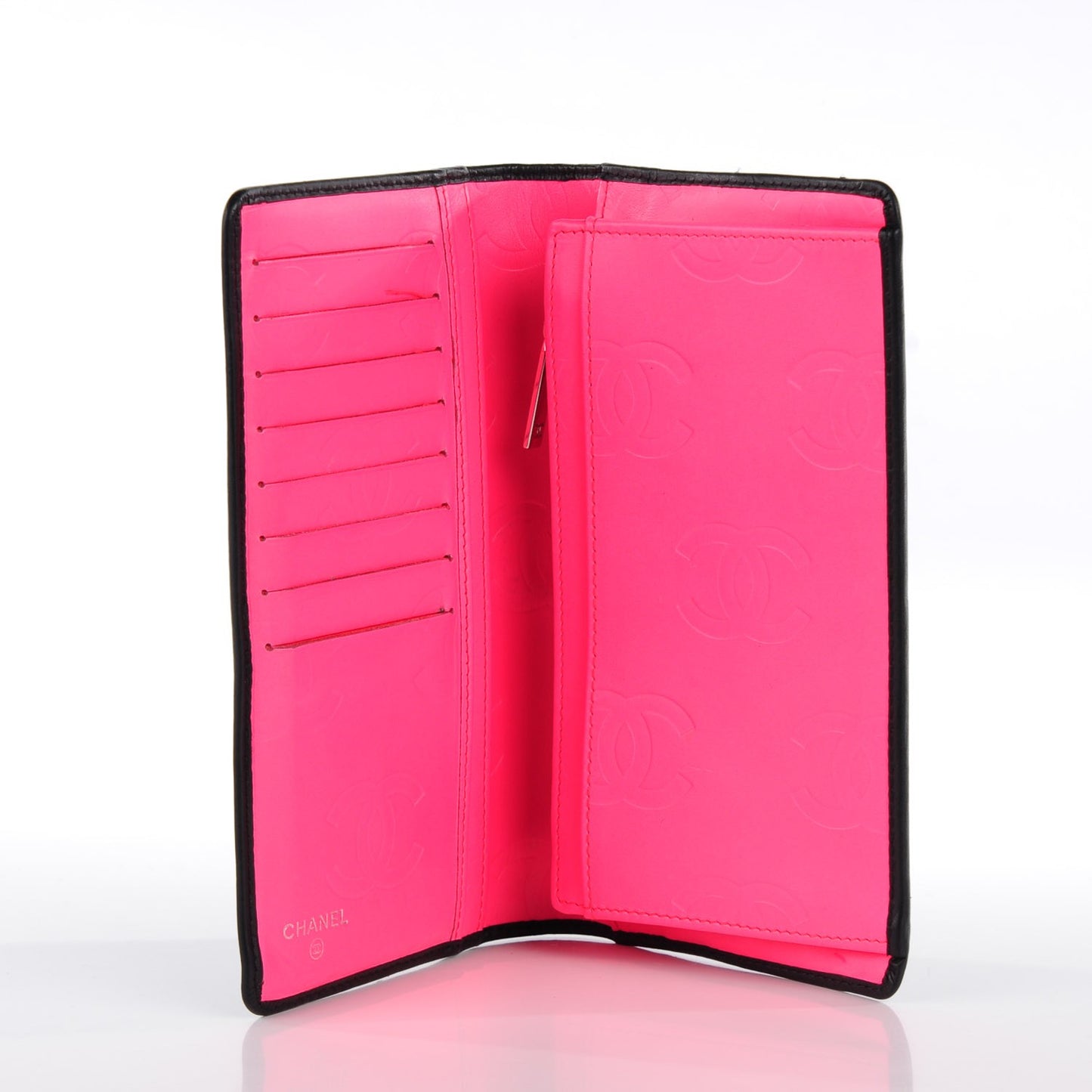 Calfskin Quilted Cambon Yen Wallet Black