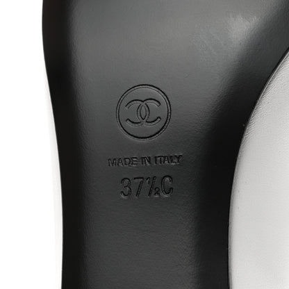 Chanel Patent Lambskin Mary Jane Flats 37.5 White Black 8 of 9