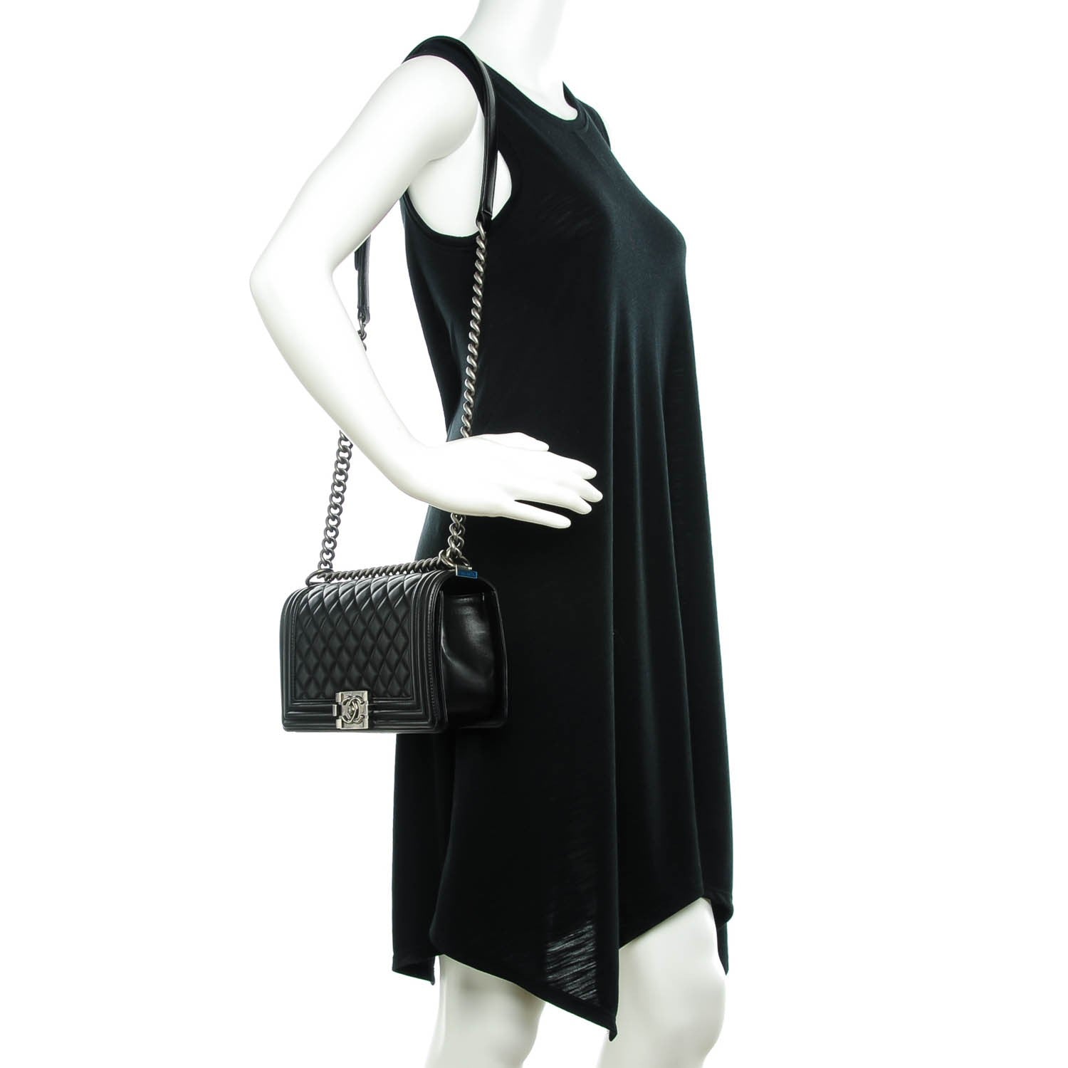 Chanel Lambskin Quilted Medium Boy Flap Black 2 of 7