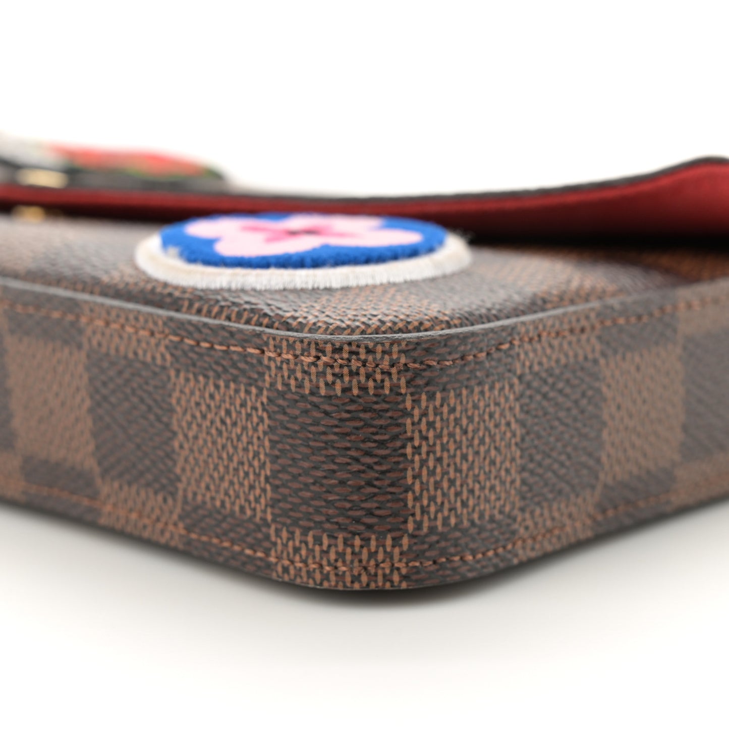 Damier Ebene My LV World Tour Pochette Felicie Chain Wallet Coquelicot