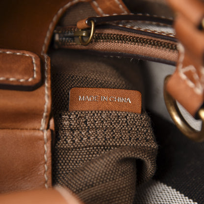 Burberry Canvas Mega Check Medium Ashby Hobo Saddle Brown 9 of 11