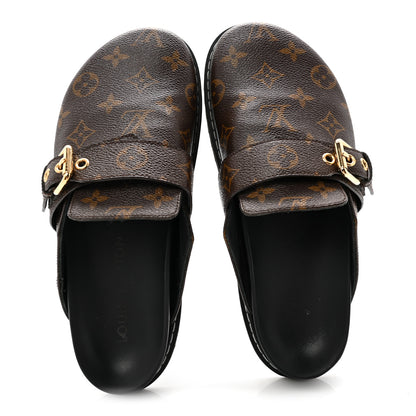 Louis Vuitton Patent Monogram Womens Cosy Flat Comfort Clog Mules 38 Brown 5 of 9