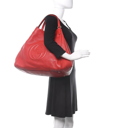 Gucci Pebbled Calfskin Large Soho Shoulder Bag Red 2 of 13