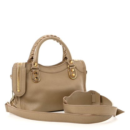Balenciaga Chevre Gold Metallic Edge Hardware Mini City Beige Latte 3 of 10