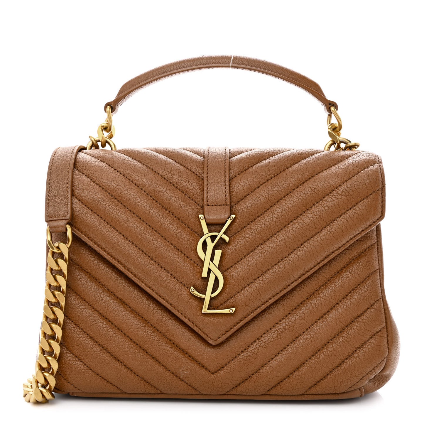 Sheepskin Matelasse Chevron Monogram Medium College Bag Brick