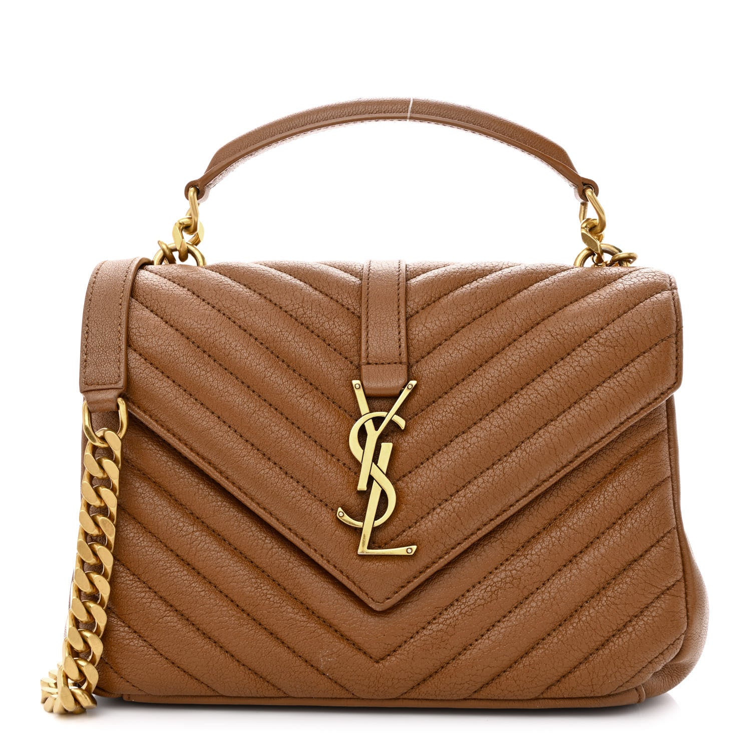Saint Laurent Sheepskin Matelasse Chevron Monogram Medium College Bag Brick 1 of 10