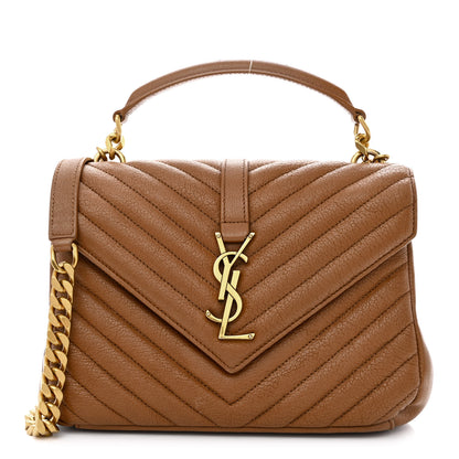 Saint Laurent Sheepskin Matelasse Chevron Monogram Medium College Bag Brick 1 of 10