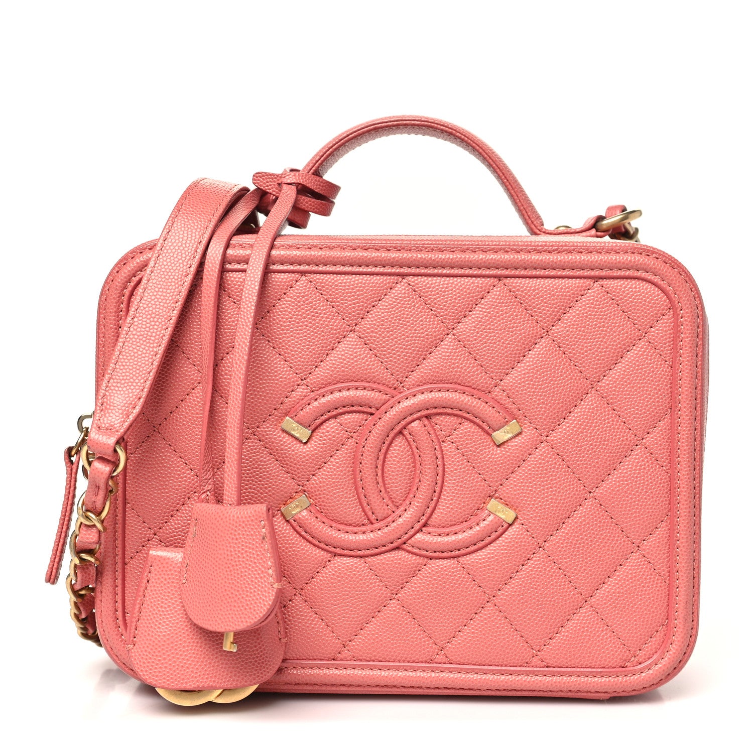 Chanel Caviar Quilted Medium CC Filigree Vanity Case Pink 1 of 11