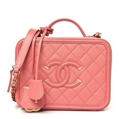 Chanel Caviar Quilted Medium CC Filigree Vanity Case Pink 1 of 11