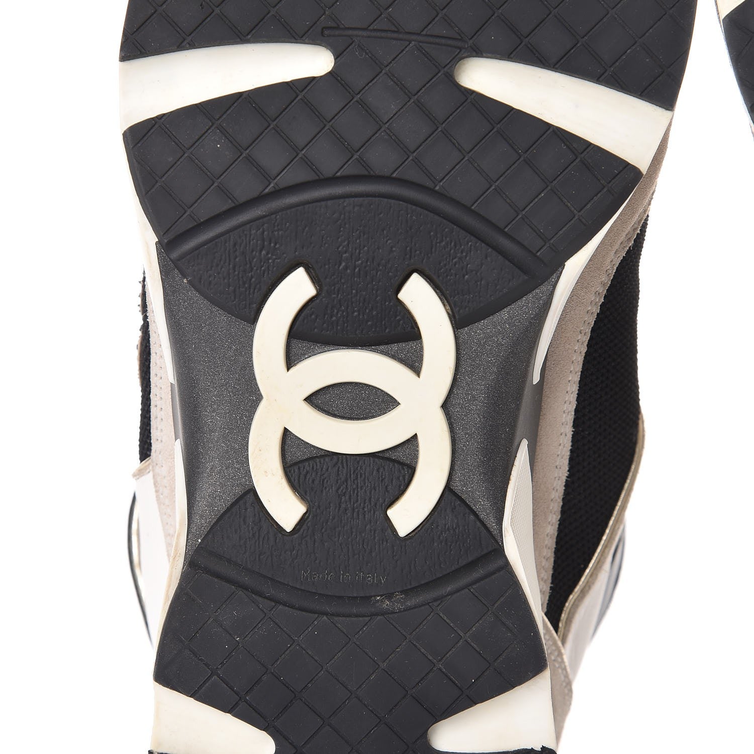 Chanel Mens Suede Calfskin CC High Top Sneakers 43 White Black 8 of 13