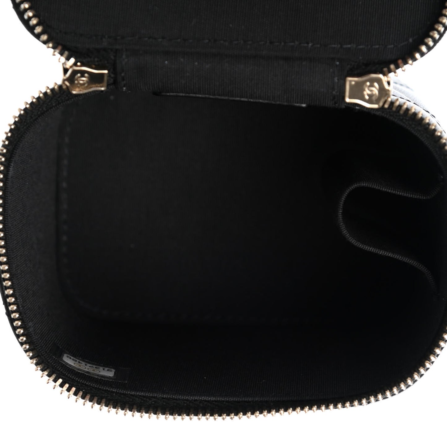 Lambskin Quilted Top Handle Mini Vanity Case With Chain Black