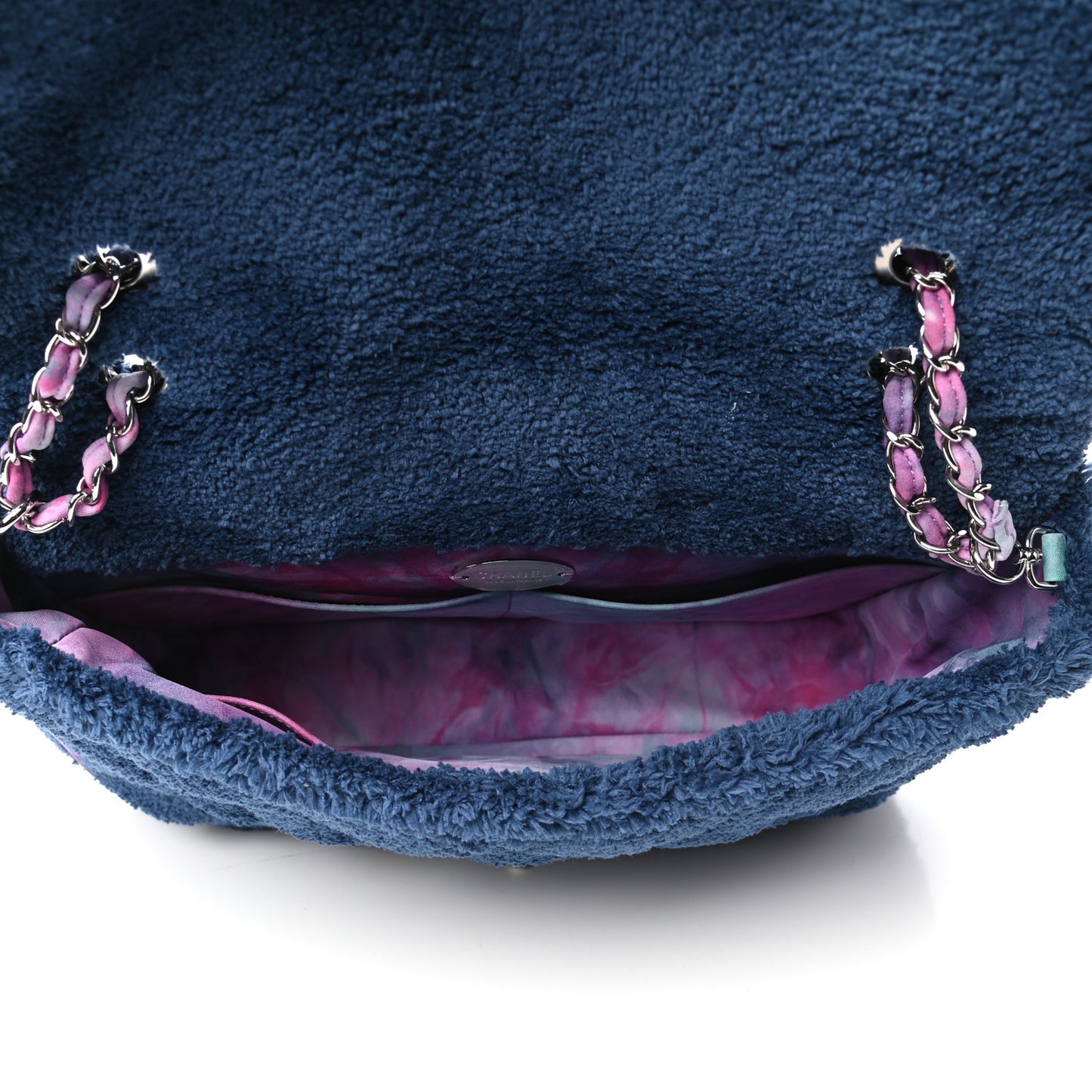 Mixed Fibers Quilted Large Flap Bag Navy Blue