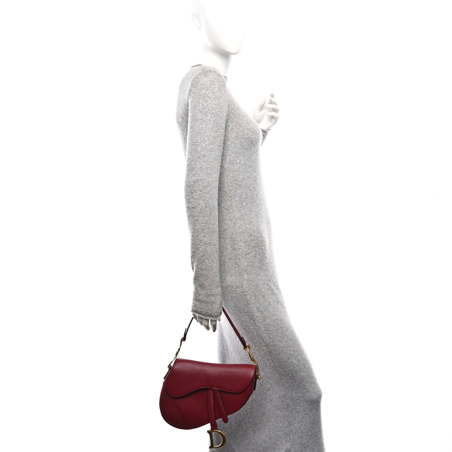 Grained Calfskin Saddle Bag Red