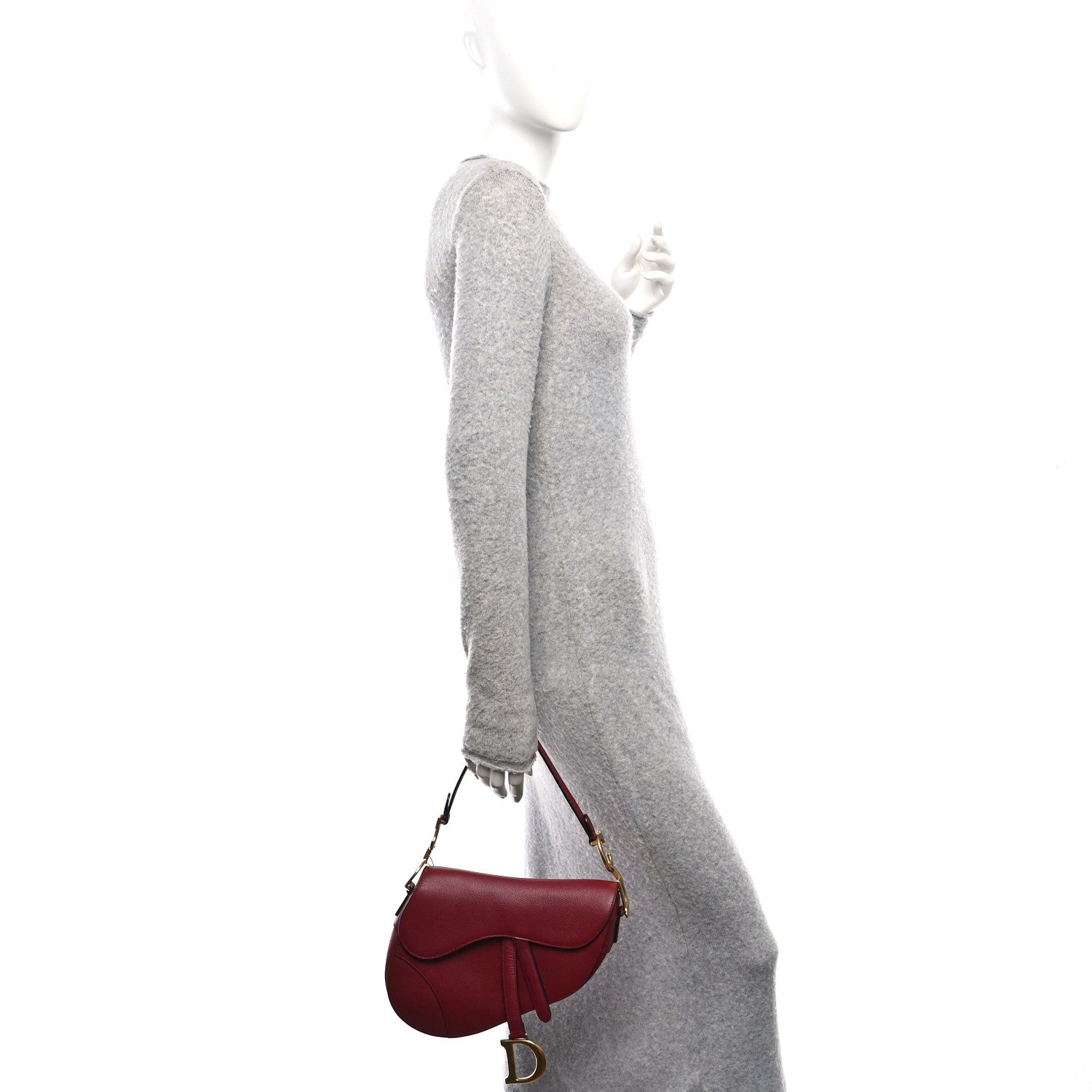 Christian Dior Grained Calfskin Saddle Bag Red 2 of 13