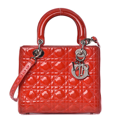 Christian Dior Patent Cannage Whipstitch Medium Lady Dior Red 1 of 28