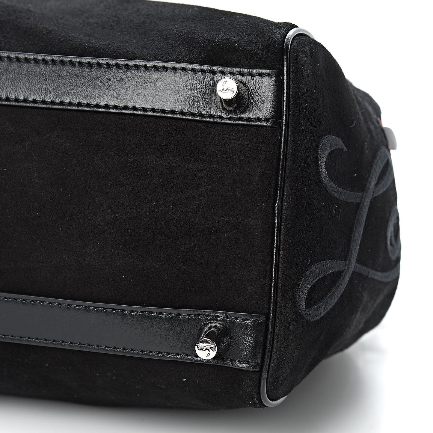Suede Calfskin Small Marie Jane Top Handle Black