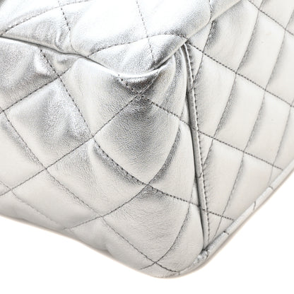 Chanel Metallic Lambskin Quilted XXL Travel Flap Bag Silver 9 of 10