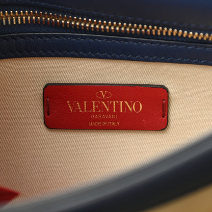 Valentino Garavani Nappa Canvas Chevron Striped Rockstud Wristlet Clutch Blue Red White 6 of 6