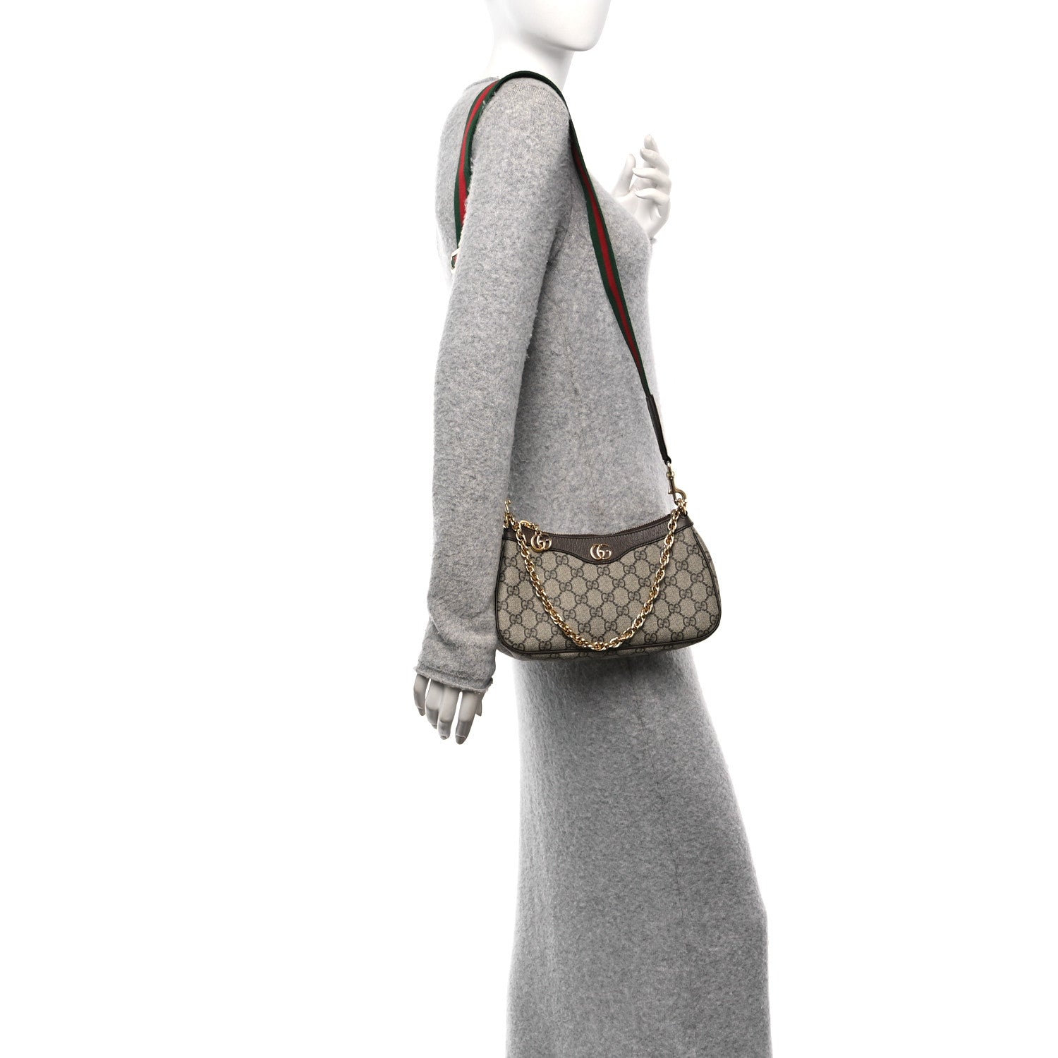 Gucci GG Supreme Monogram Textured Dollar Calfskin Web Small Ophidia GG Handbag Beige Ebony New Acero 2 of 10