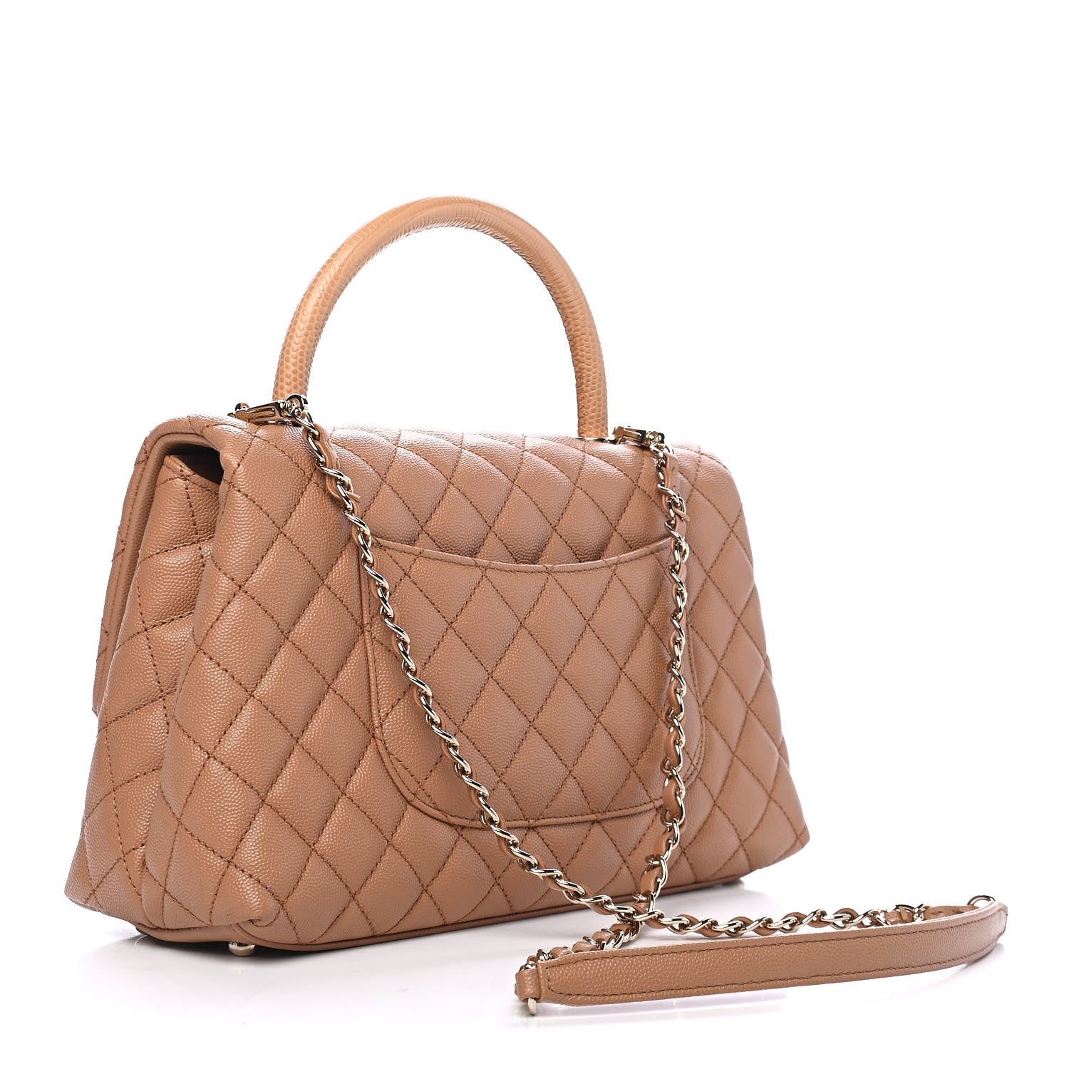 Chanel Caviar Quilted Lizard Embossed Small Coco Handle Flap Brown 3 of 10