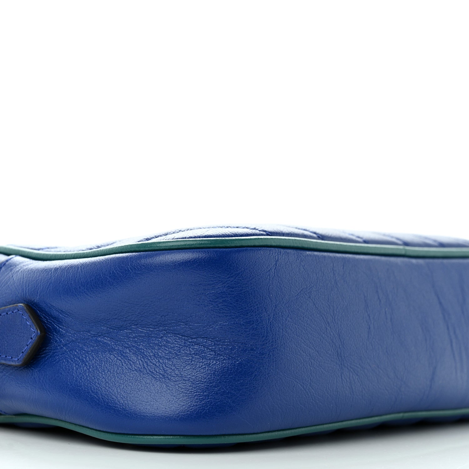 Gucci Azalea Calfskin Enamel Matelasse Diagonal Small Torchon GG Marmont Chain Shoulder Bag Imperial Blue Pavone 9 of 11
