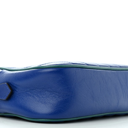 Gucci Azalea Calfskin Enamel Matelasse Diagonal Small Torchon GG Marmont Chain Shoulder Bag Imperial Blue Pavone 9 of 11