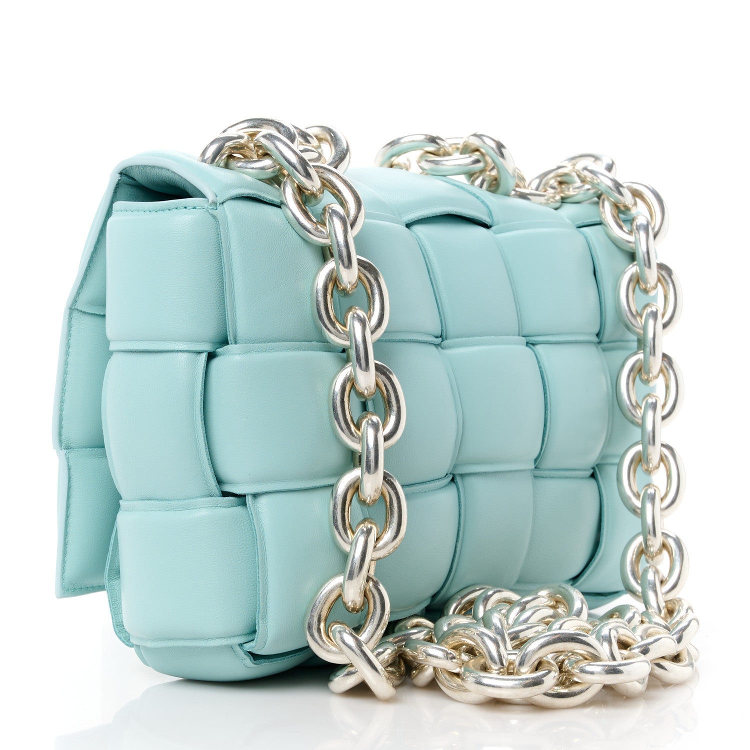 Bottega Veneta Lambskin Maxi Intreccio Padded Chain Cassette Crossbody Bag Spearmint 3 of 13