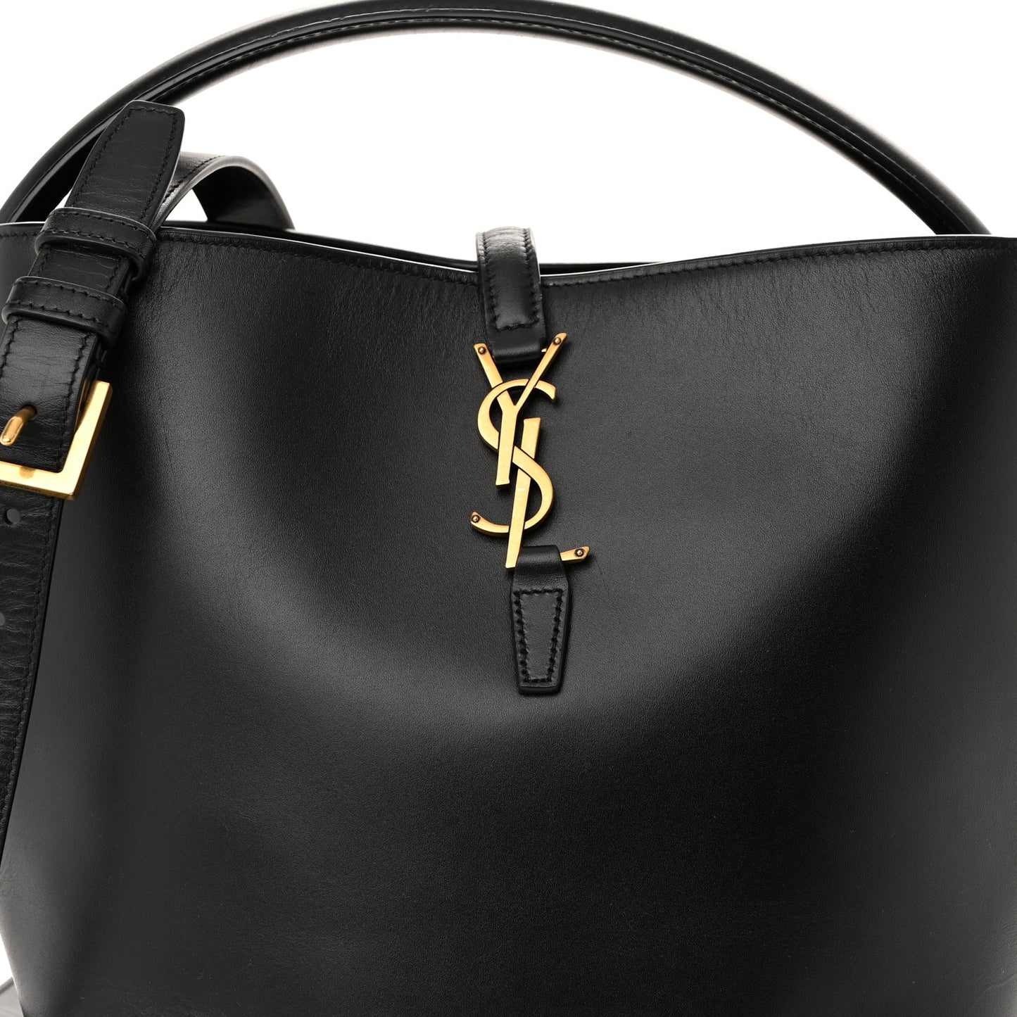 Shiny Calfskin Le 37 Bucket Bag Black