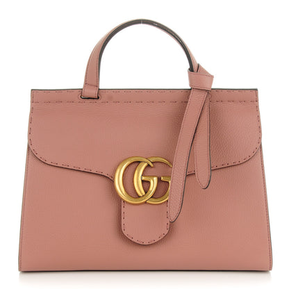 Gucci Calfskin Small GG Marmont Top Handle Bag Rosy Phard 1 of 7