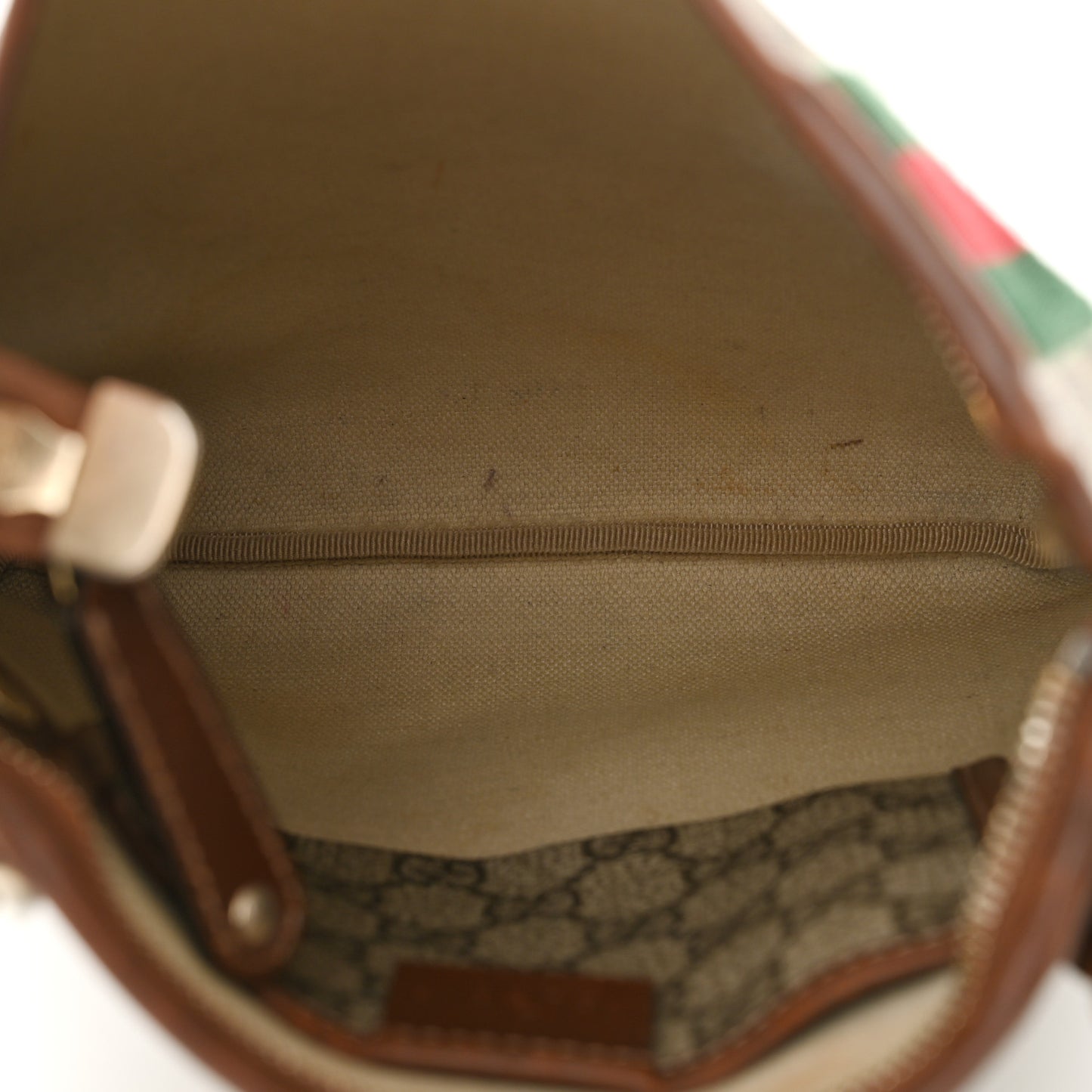 GG Plus Monogram Signature Web Loop Messenger Brown