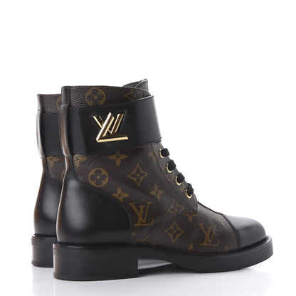 Louis Vuitton Monogram Calfskin Wonderland Flat Ranger Boots 36 Black 4 of 11