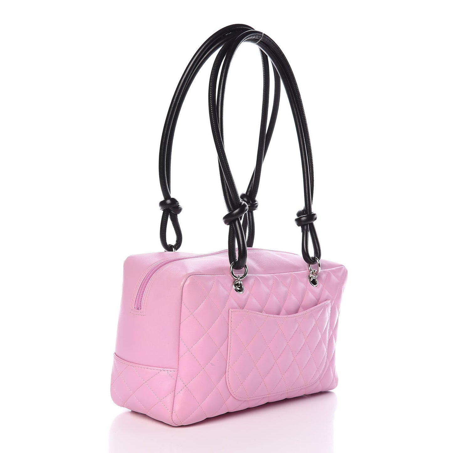 Calfskin Quilted Large Cambon Bowler Pink Black