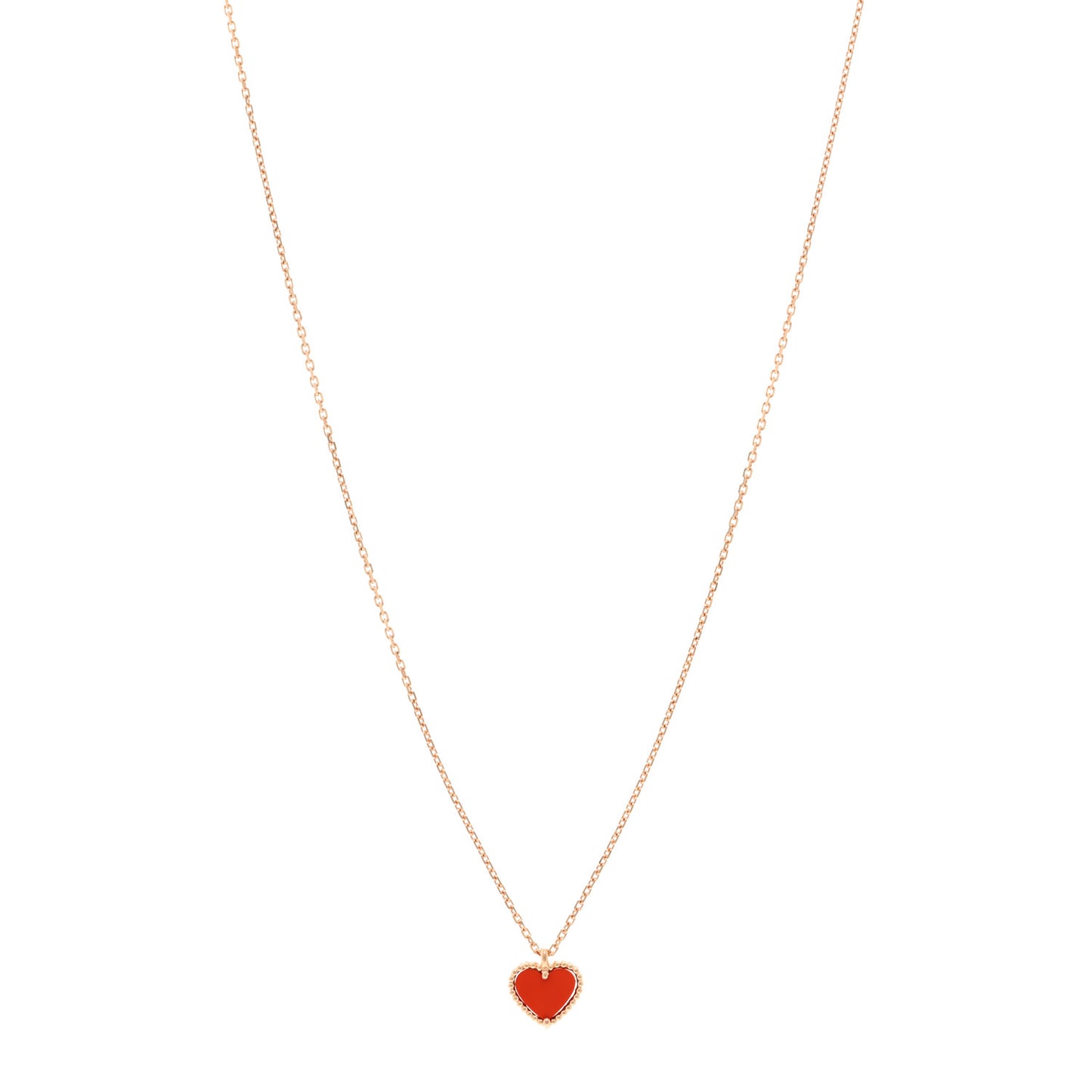18k Rose Gold Carnelian Sweet Alhambra Heart Pendant Necklace