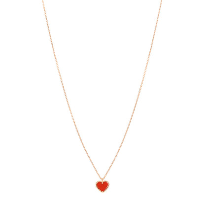 Van Cleef & Arpels 18k Rose Gold Carnelian Sweet Alhambra Heart Pendant Necklace 1 of 5